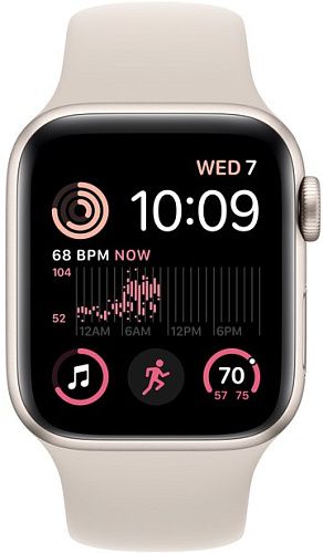 Apple Watch SE 2 44mm Starlight Aluminum Case with Starlight Sport Band (MNJX3) MNJX3 фото