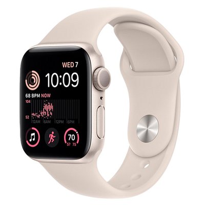 Apple Watch SE 2 44mm Starlight Aluminum Case with Starlight Sport Band (MNJX3) MNJX3 фото