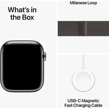 Apple Watch Series 9 45mm GPS + LTE Graphite Stainless Steel with Graphite Milanese Loop (MRMX3) MRMX3 фото