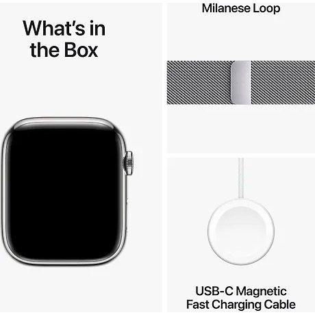 Apple Watch Series 9 45mm GPS + LTE Silver Stainless Steel with Silver Milanese Loop (MRMQ3) MRMQ3 фото