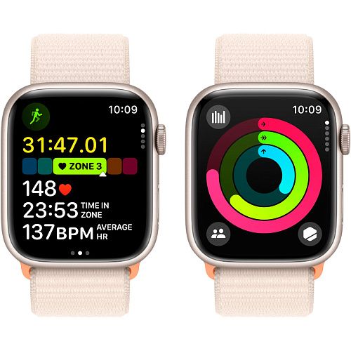 Apple Watch Series 9 45mm Starlight Aluminum Case with Starlight Sport Loop (MR983) MR983 фото