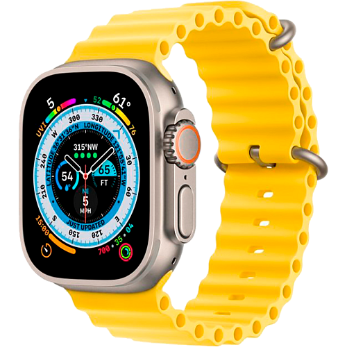 Apple Watch Ultra Titanium Case with Yellow Ocean Band (MNH93/MNHG3) MNH93/MNHG3 фото