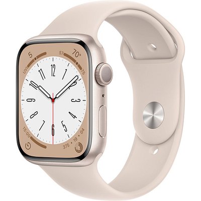 Apple Watch Series 8 45mm Starlight Aluminum Case with Starlight Sport Band S/M (MNUP3) MNUP3 фото