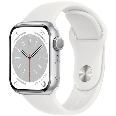 Apple Watch Series 8 41mm Silver Aluminum Case with White Sport Band M/L (MP6M3) MP6M3 фото